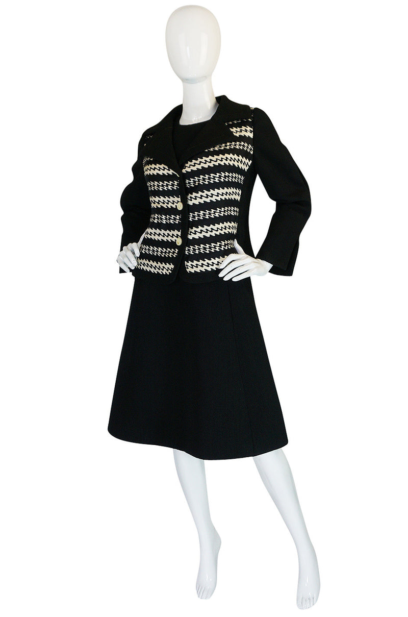 Graphic 1960s James Galanos Silk & Wool Dress & Jacket Set