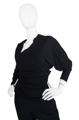 1980s Black Jersey Norma Kamali High Pant & Top Set
