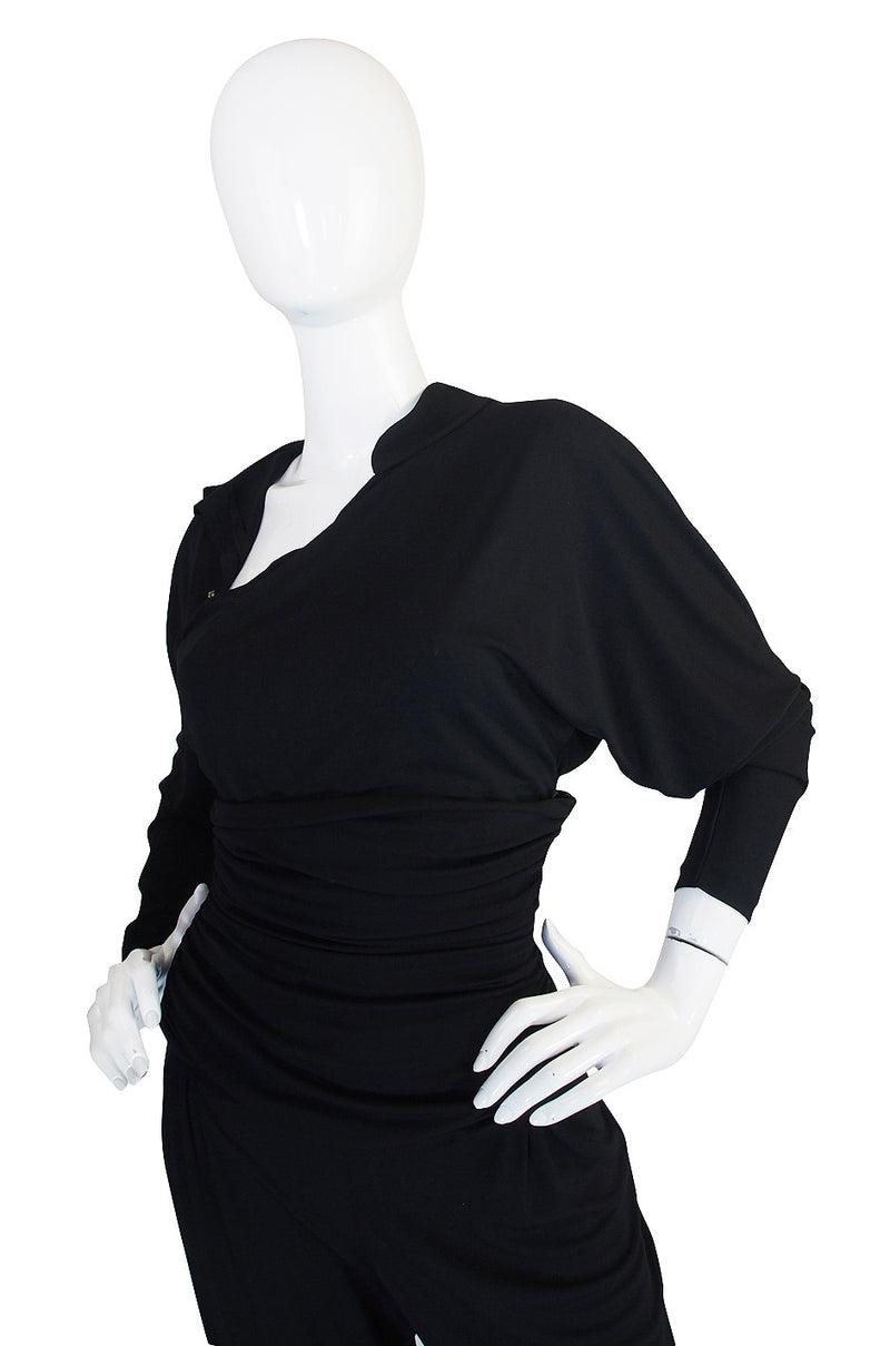 1980s Black Jersey Norma Kamali High Pant & Top Set