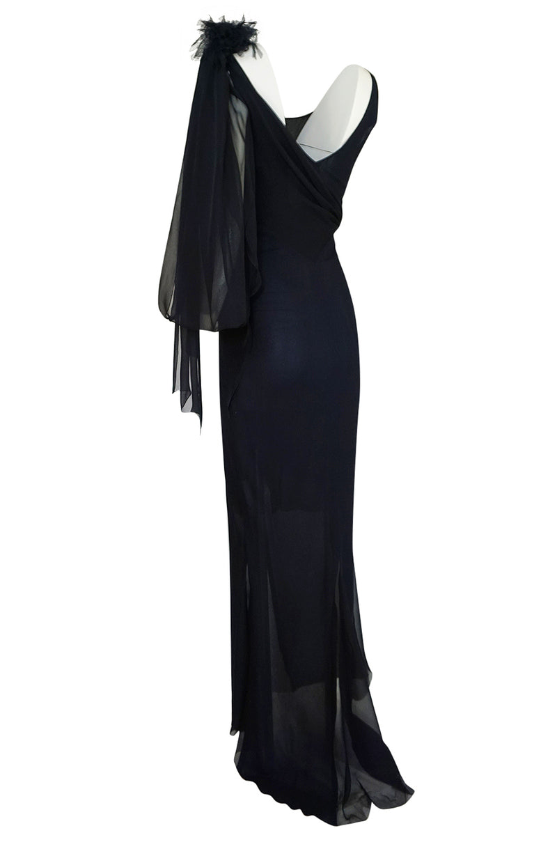 2002 Chanel Cruise Collection Midnight Blue Fitted & Trained Dress
