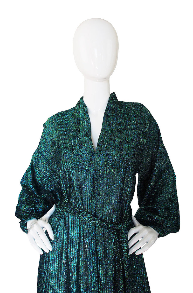1970s Rare Green Metallic Halston Caftan – Shrimpton Couture