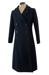 Documented Fall 1959 Givenchy by Hubert de Givenchy Haute Couture Chic Black Wool Coat