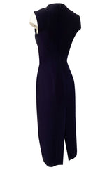 1990s Sophie Sitbon Minimalist Deep Blue Front Cut Out Bralette Dress