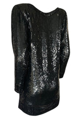 1980s Yves Saint Laurent Densely Covered Black Sequin Micro Mini or Tunic