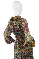 1960s Oscar de la Renta attr. Peacock Maxi Dress