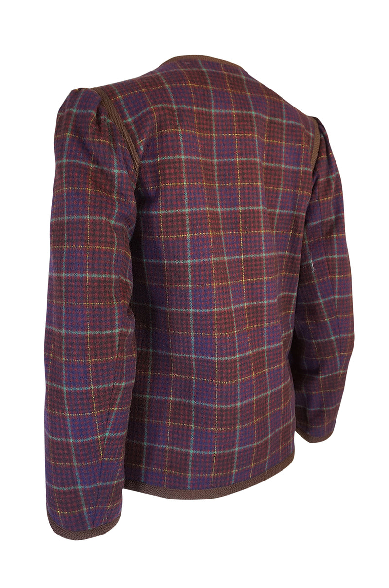 c1966-1970 Yves Saint Laurent Classic Box Cut Plaid Jacket
