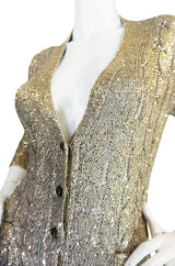 1990s Gold & Sequin Oscar De La Renta Knit Cardigan