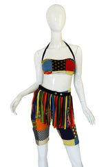 Rare S/S 1963 Patchwork Rudi Gernreich Bathing Set w Fringe Belt