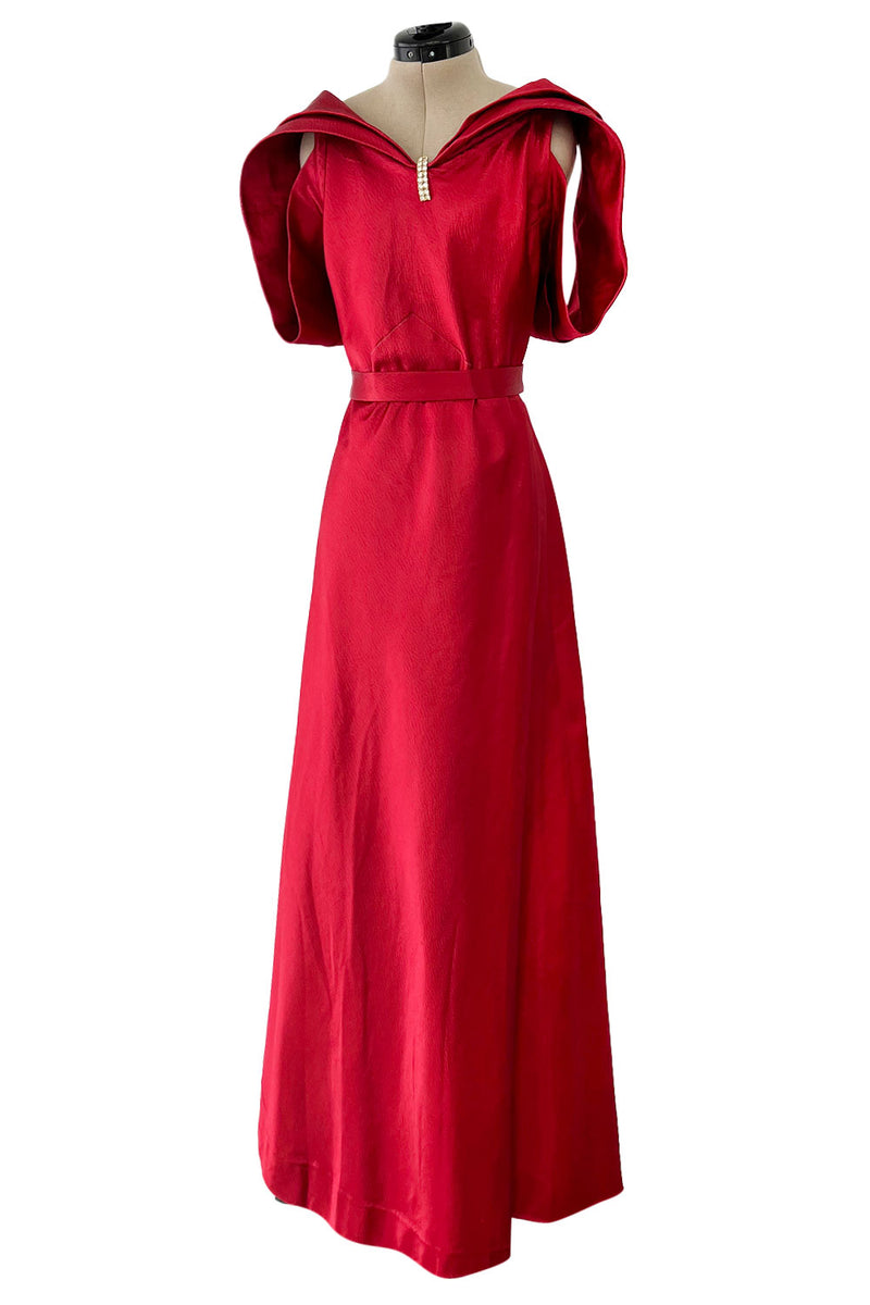 Stunning 1930s Hammered Silk Satin Deep Red Dress w Low Back & Unusual –  Shrimpton Couture