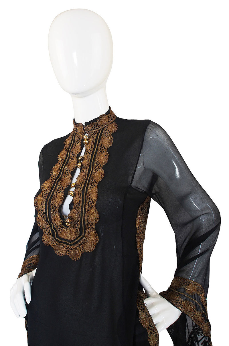 Important 1968 Thea Porter Silk Chiffon Caftan Dress
