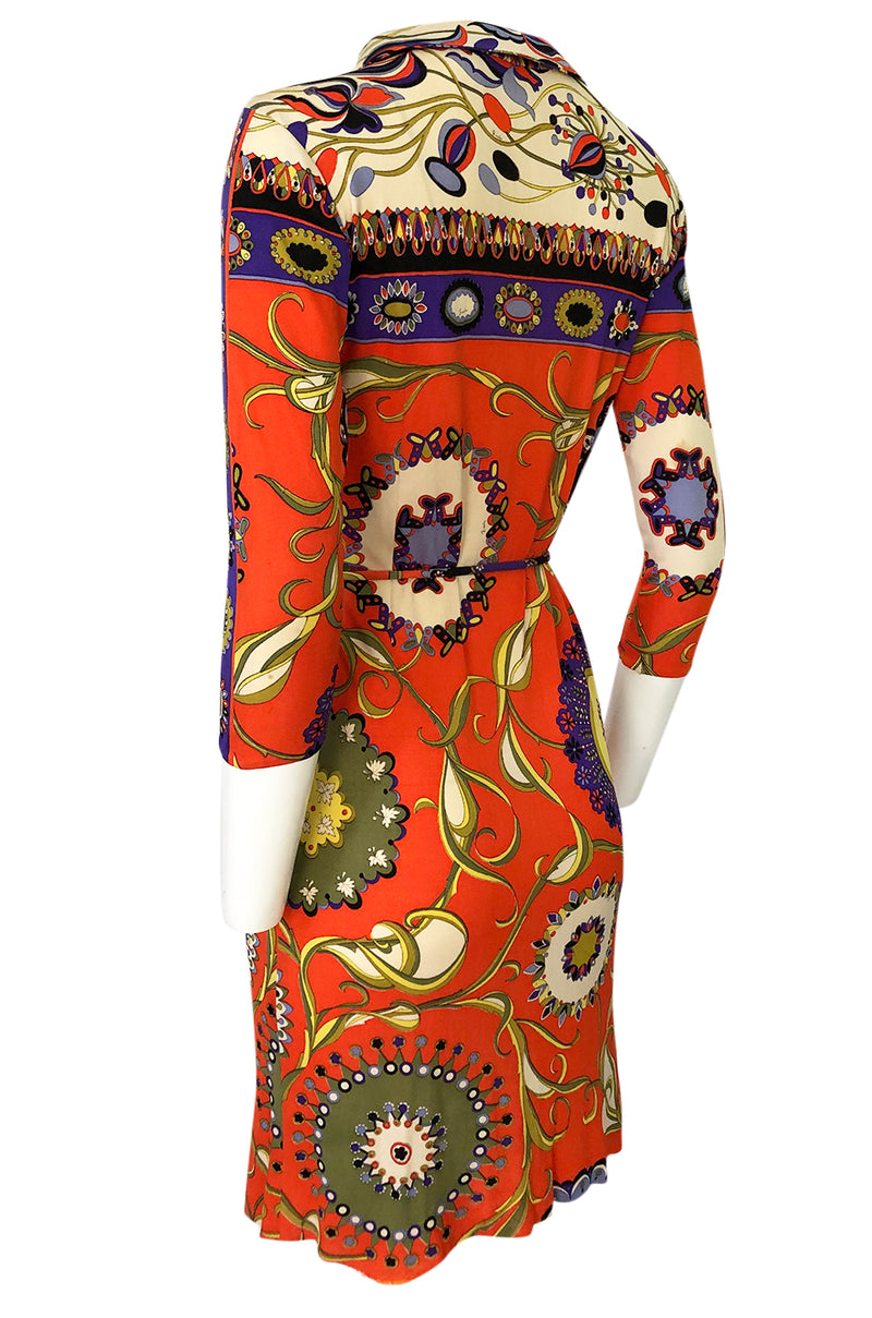 1960s Emilio Pucci Printed Silk Dress w Coppola e Toppo Tassel Belt