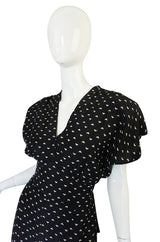 1980s Norma Kamali Black & White Full Skirted Dress