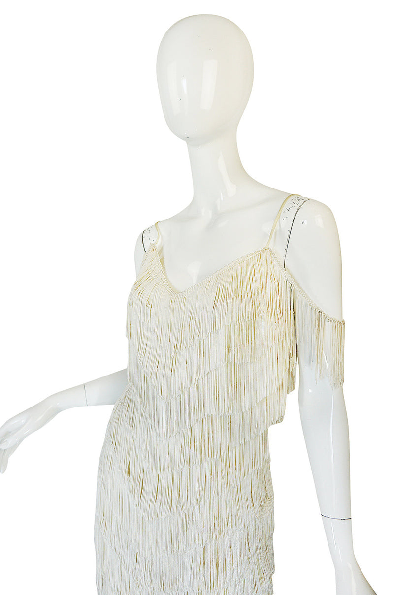 Amazing 1960s Layered Fringe Cream "Flapper" Dress