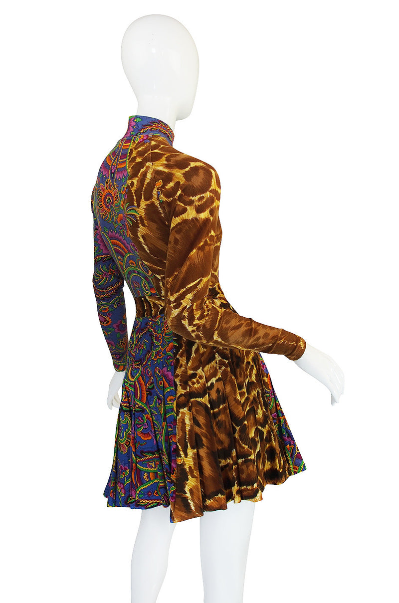1990s Versace Jeans Couture Leopard Body Suit & Skirt