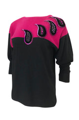 1980s Givenchy Cashmere Sweater & Scarf w Bead & Sequin Detailing