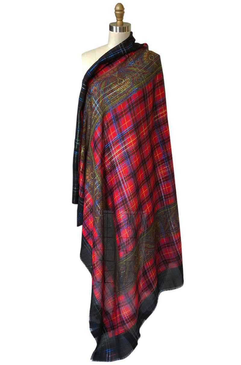 Huge 1970s Yves Saint Laurent Metallic Plaid & Paisley Fine Silk Wool –  Shrimpton Couture
