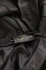 1950s Oleg Cassini Couture Black Silk Full Skirted Dress w Unusual Neckline