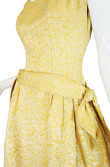1950s Golden Silk Brocade Cocktail Dress