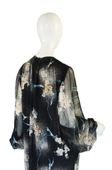 1970s Silk Chiffon Hanae Mori Maxi Dress