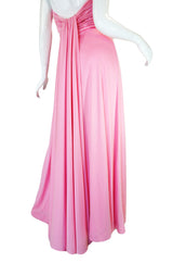 1970s Estevez Pink Jersey Strapless Dress