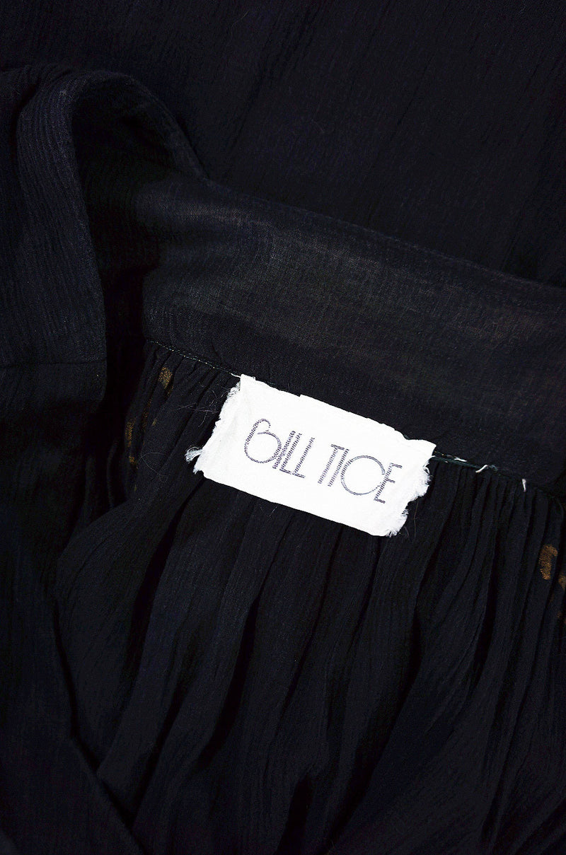 1970s Bill Tice Painted Cheesecloth Dress