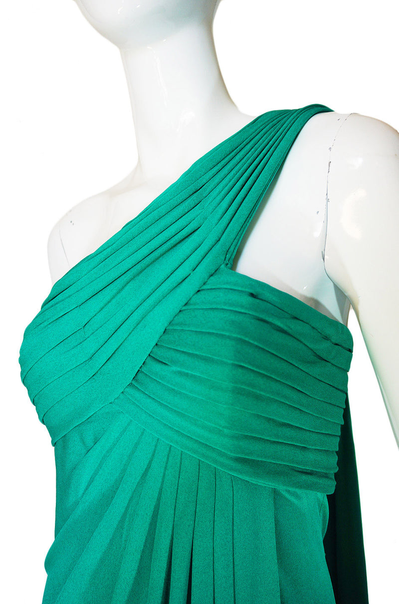 1970s Travilla One Shoulder Jersey Gown