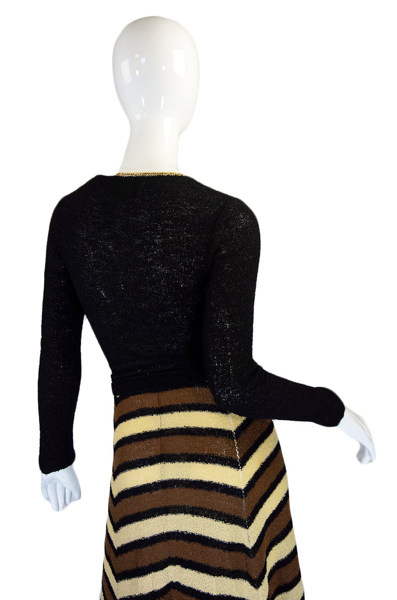 1970s Hand Loomed Striped Knit Maxi