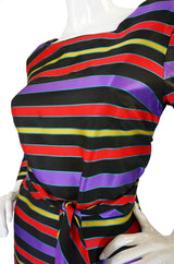 1960s Striped Silk Ribbon Shift Dress