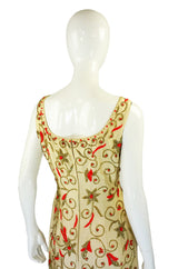 1950s Hand Beaded Silk Column Gown