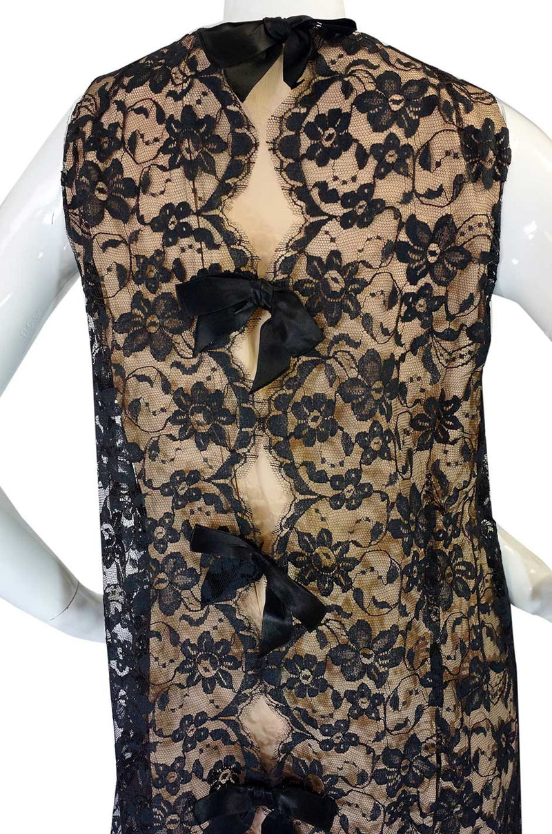 1960s Lanz Lace & Back Bow Maxi Dress