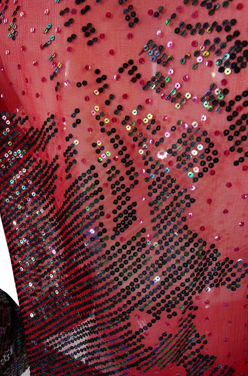 1920s Fine Sequin Silk Chiffon Top