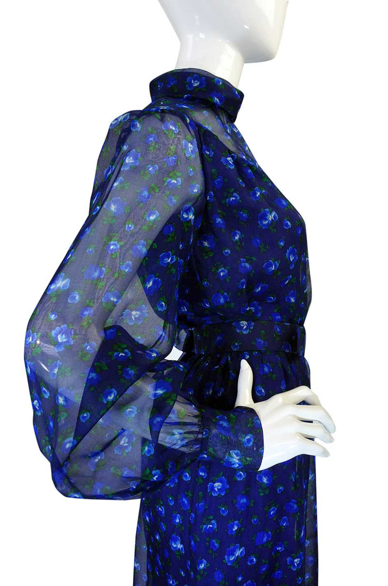 1970s Givenchy Silk Floral Maxi Dress