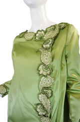 1950s Beaded Edge Green Coat Dress