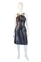 1950s Metallic Blue Wiggle Dress & Jacket
