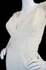 1950s White Lace Vixen Wiggle Dress