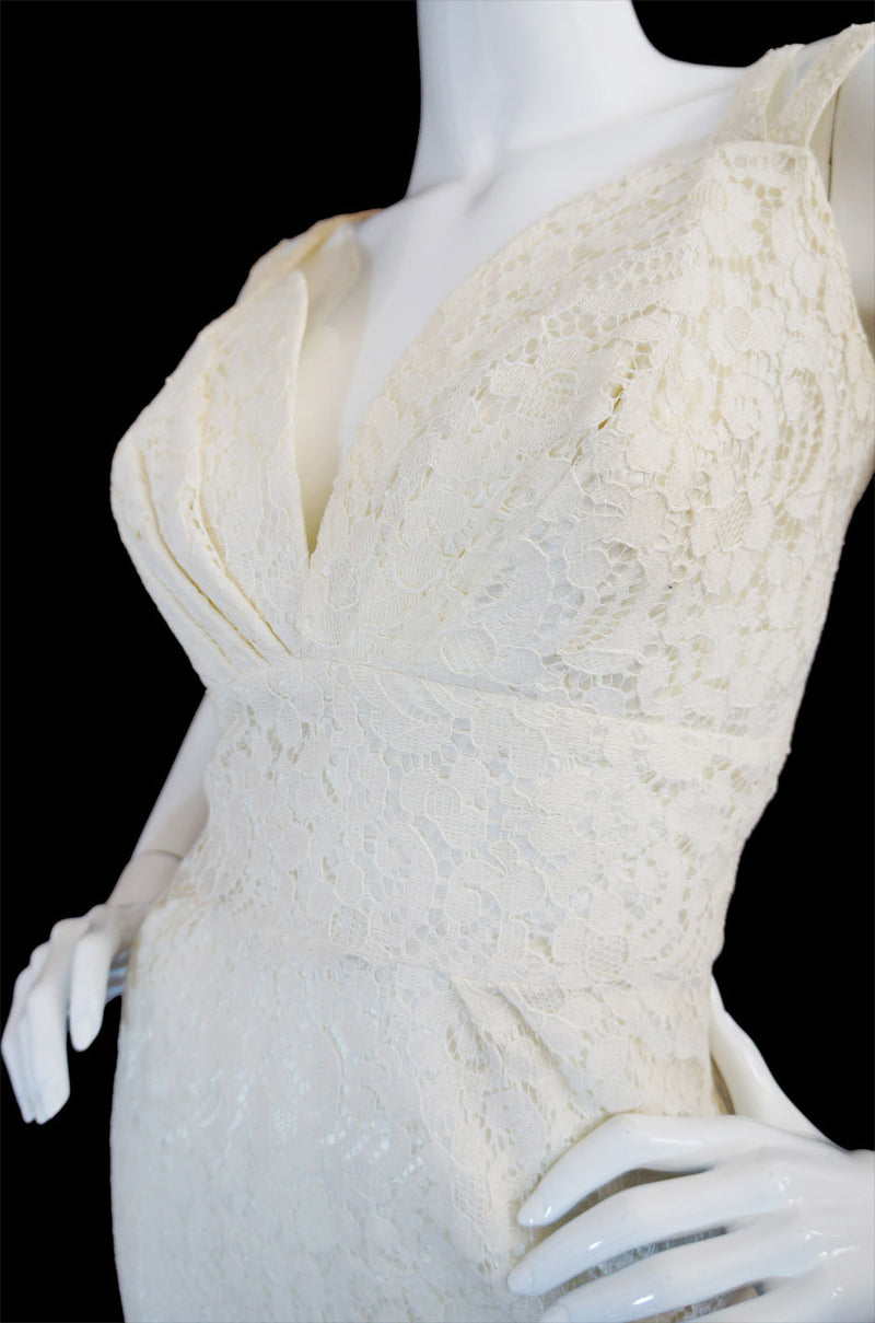 1950s White Lace Vixen Wiggle Dress Shrimpton Couture 1950s White Lace Vixen Wiggle Dress Shrimpton Couture