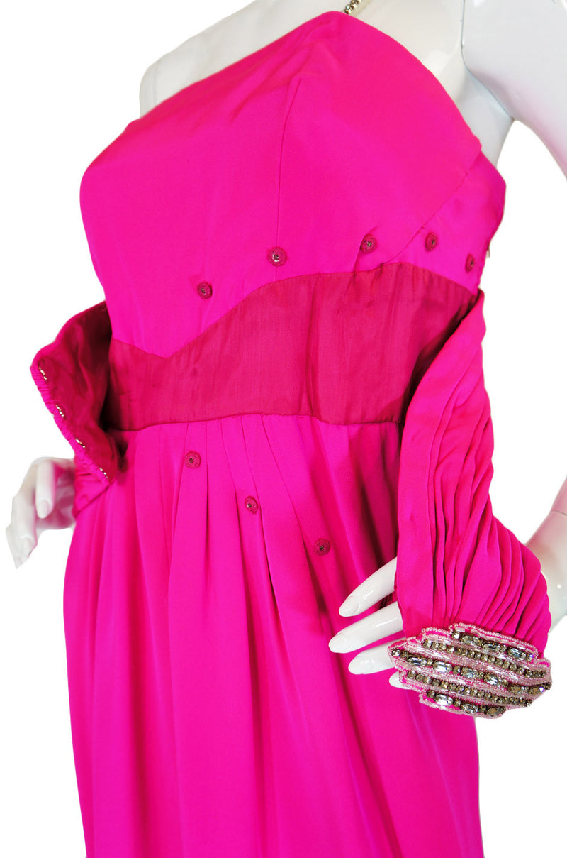 Beautiful 1970s Ted Lapidus Pink Silk Demi-Couture Dress
