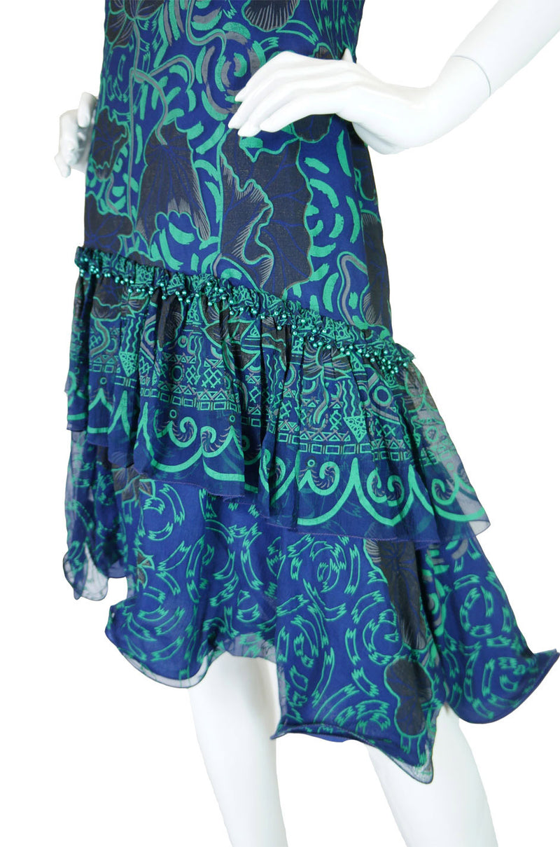 1970s Beaded Zandra Rhodes Silk Dress