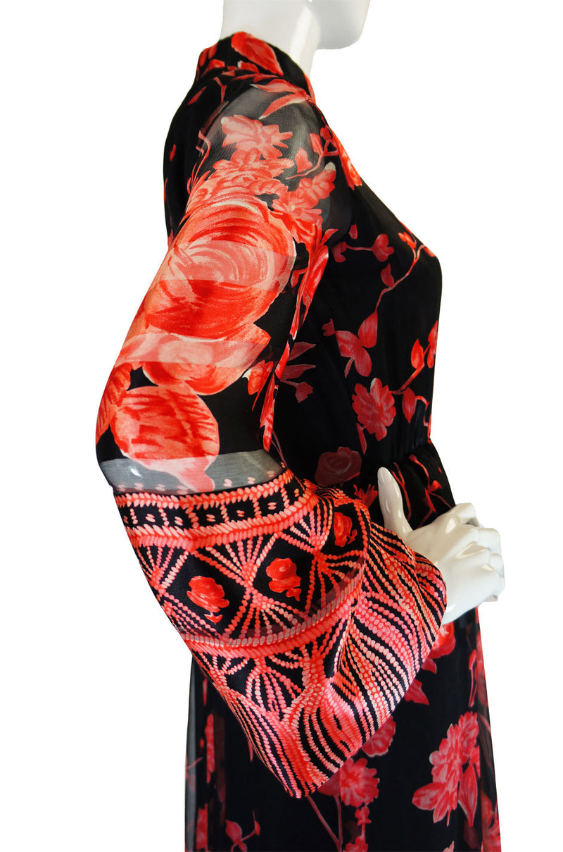 1960s Silk Coral Oscar De La Renta Gown