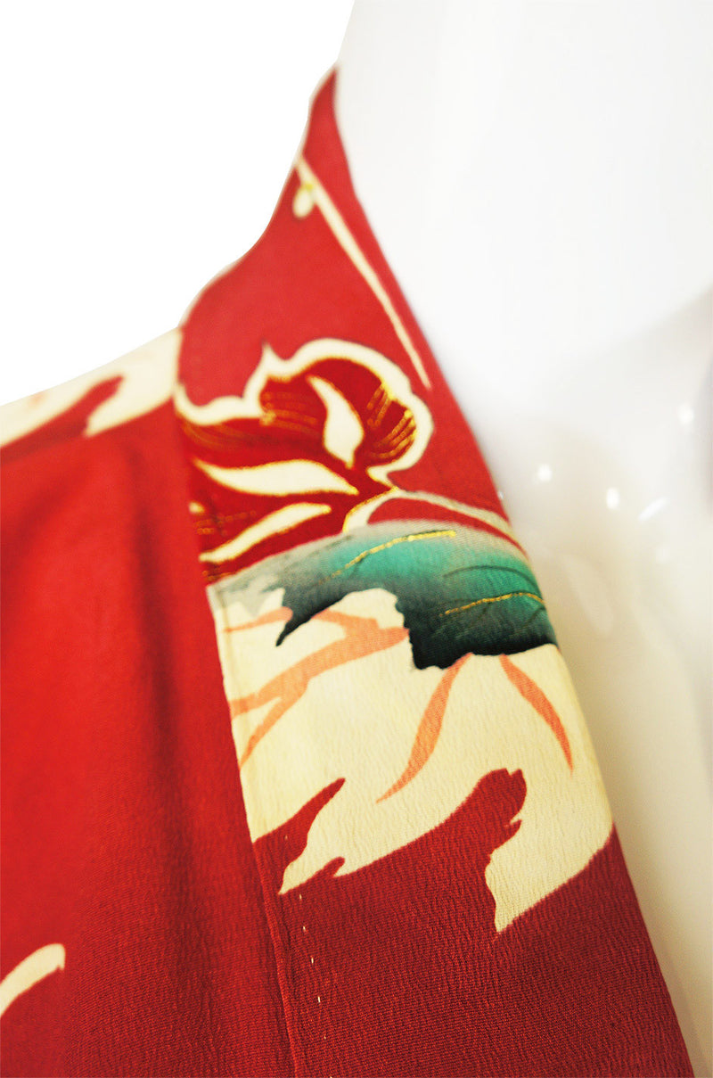1930s Hand Painted Silk Crepe Kimono
