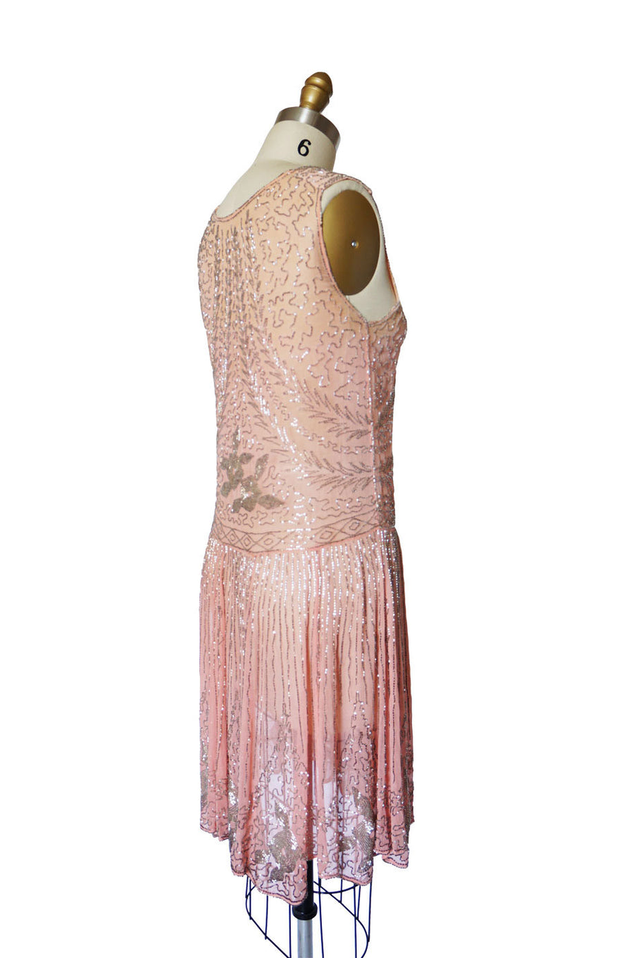 1920s Pale Pink & Silver Beaded Flapper  Shrimpton Couture
