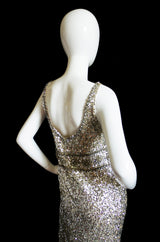 1950s Heavily Beaded & Sequined Gown