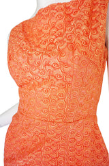 Amazing 1950s Peach Lace Wiggle Dress