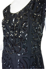 Early 1930s Sequin Silk Crepe Shift Dress