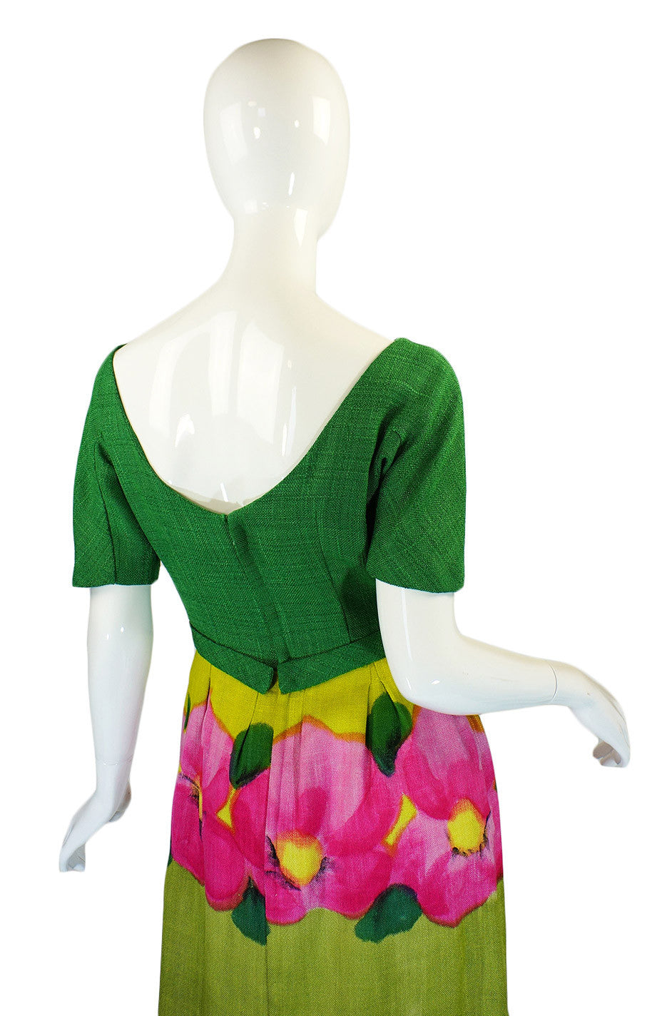 Elegant 1950s Philip Hulitar Couture Gathered Front Panel Champagne Strapless Silk Dress