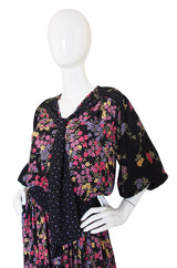 1970s Diane Freis Print Georgette Dress