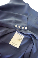 1980s Karl Lagerfeld Blue Silk Button Front Top