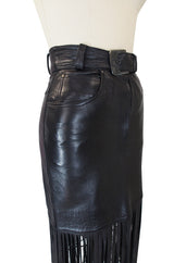 1990s Claude Montana Fringe Leather Skirt