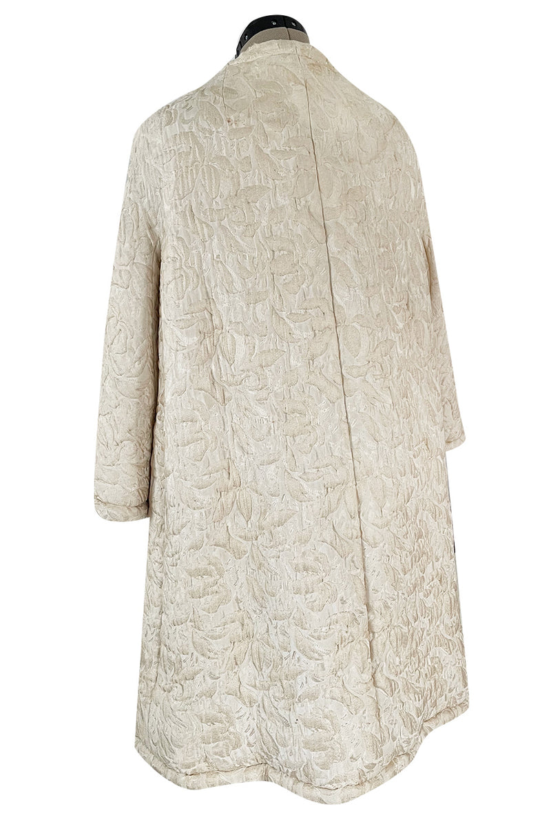 Gorgeous Fall 1965 Nina Ricci Haute Couture Ivory Silk  Brocade Coat w Soft Sheepskin Lining