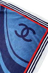 Early 2000s Chanel Art Deco Feel Blue Towel w Diving Girls & Logo